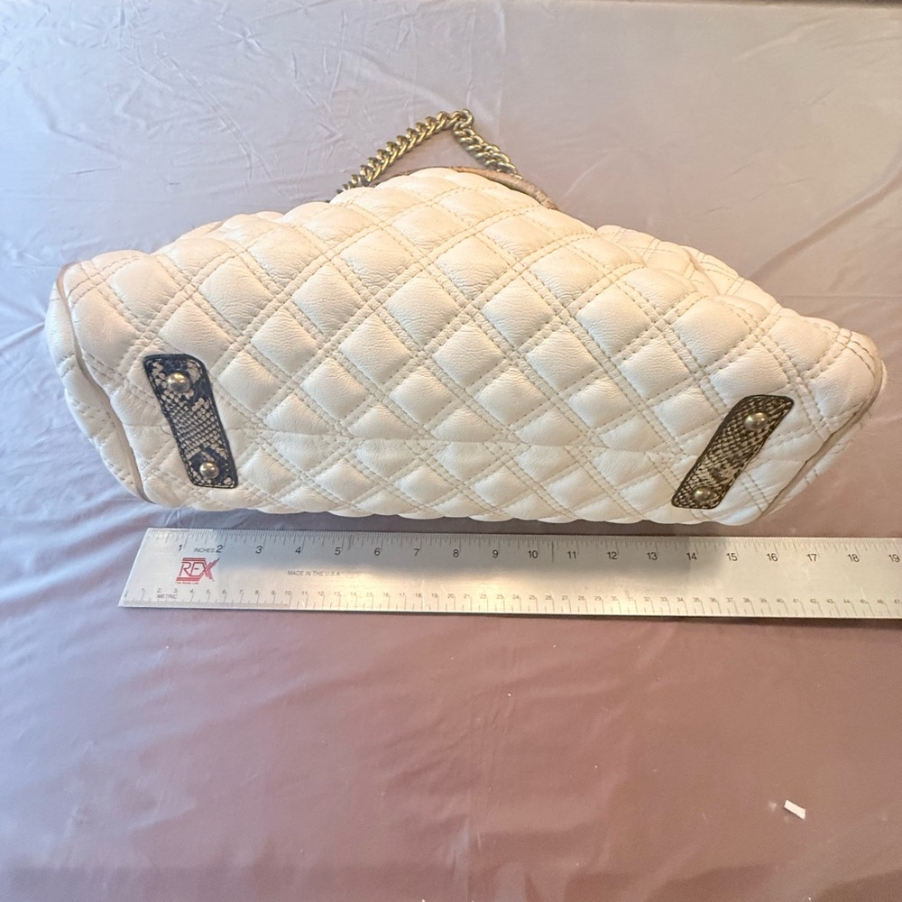 Marc Jacobs White Leather Quilted Large Stam bag w/Snakeskin MSRP$1,495 dustbag - Picture 10 of 13